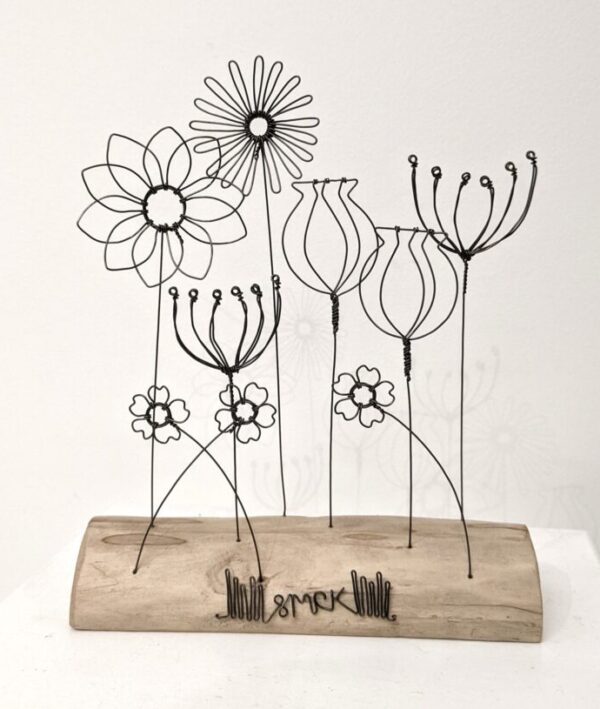 Handmade wire and driftwood sculpture by crafters Wild Grey Art