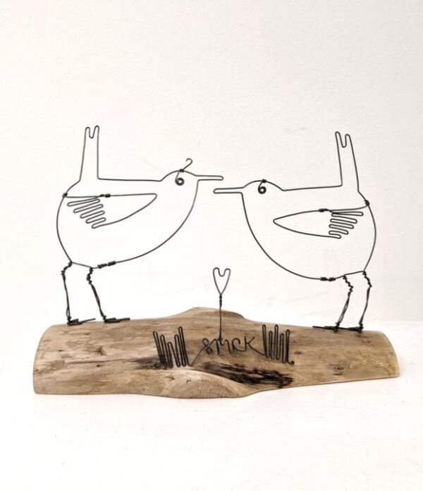 Handmade wire and driftwood sculpture by crafters Wild Grey Art