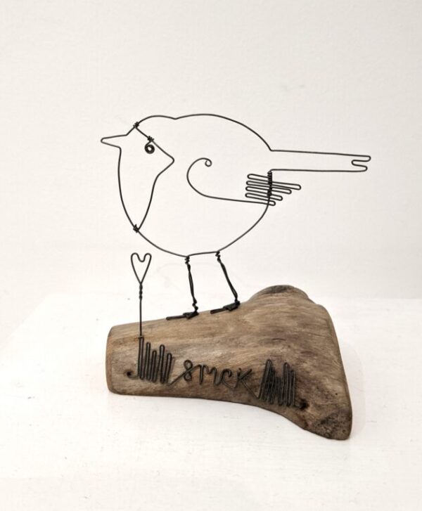 Handmade wire and driftwood sculpture by crafters Wild Grey Art