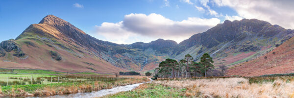 lake district art photography by local photographer jon allison of the buttermere fells fleetwith pike and haystacks in autumn colours with warnscale beck in the foreground