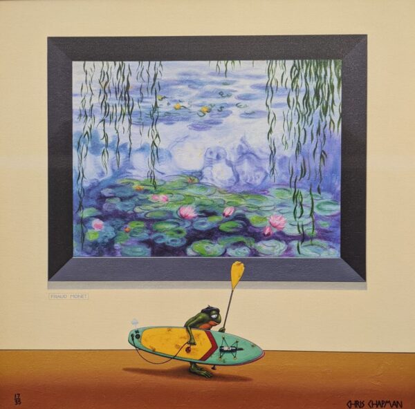 Limited Edition Giclee Print on Canvas by Chris Chapman of his original painting ‘Le Paddle Boarder’  in the style of  ‘Claude Monet’.