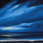 lake district art original acrylic painting an abstract landscape seascape by jonathan shaw with sweeping clouds in deep blue tones Midnight Blue Skies
