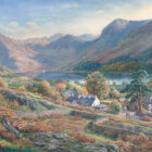 Lake District art by Cumbria artist Graham Twyford. Above the Village - Buttermere features the village looking towards Buttermere fleetwith pike - haystacks - high crag and high stile