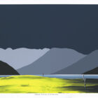 lake district art limited edition print by artist jay nottingham of fairfield fells from windermere lake in sihouette with croft in foreground