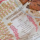Westmorland Pepper Cake recipe Organic Cotton Tea Towel by local textile designer Miller Honeyman featuring a local heritage recipe.