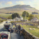 lake district art yorkshire dales painting of pen y ghent one of the yorkshire three peaks in amazing detail with hikers and vintage cars by graham twyford