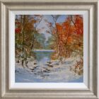 lake district art original oil painting by terry terence evans inspired by the lakes in winter fresh snow at tarn edge