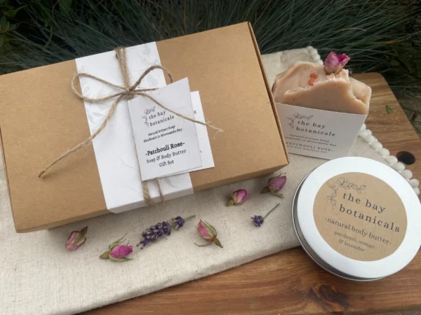 Patchouli Rose Soap and Body Butter gift box by The Bay Botanicals