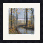 Lake District art framed print Autumn Leaves Windermere by local artist Jeff Sudders in a black frame.