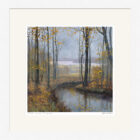 Lake District art framed print Autumn Leaves Windermere by local artist Jeff Sudders in a white frame.