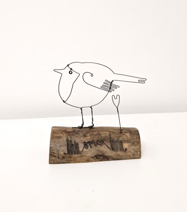 Handmade wire and driftwood sculpture by crafters Wild Grey Art