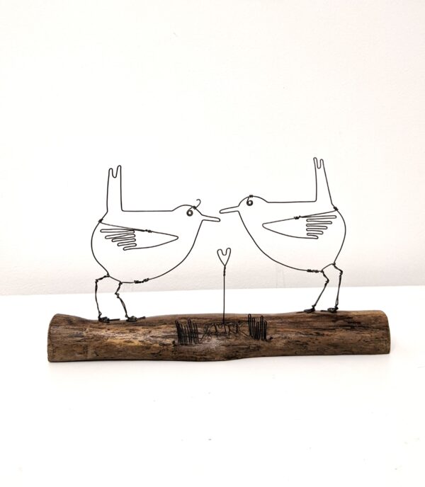 Handmade wire and driftwood sculpture by crafters Wild Grey Art