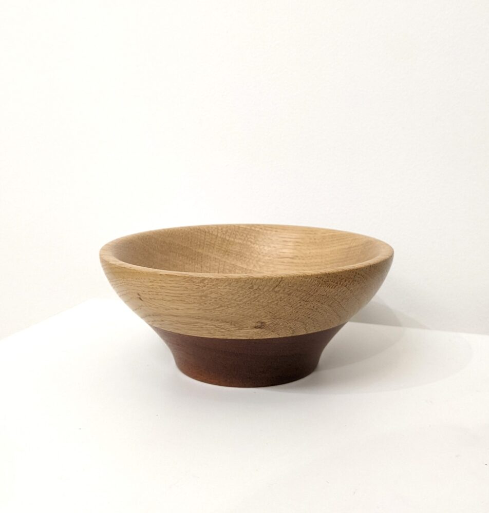 Mahogany and Oak Bowl by Brian Slater Mahogany and Oak Bowl by carpenter Brian Slater. Handmade by wood turning in Windermere.