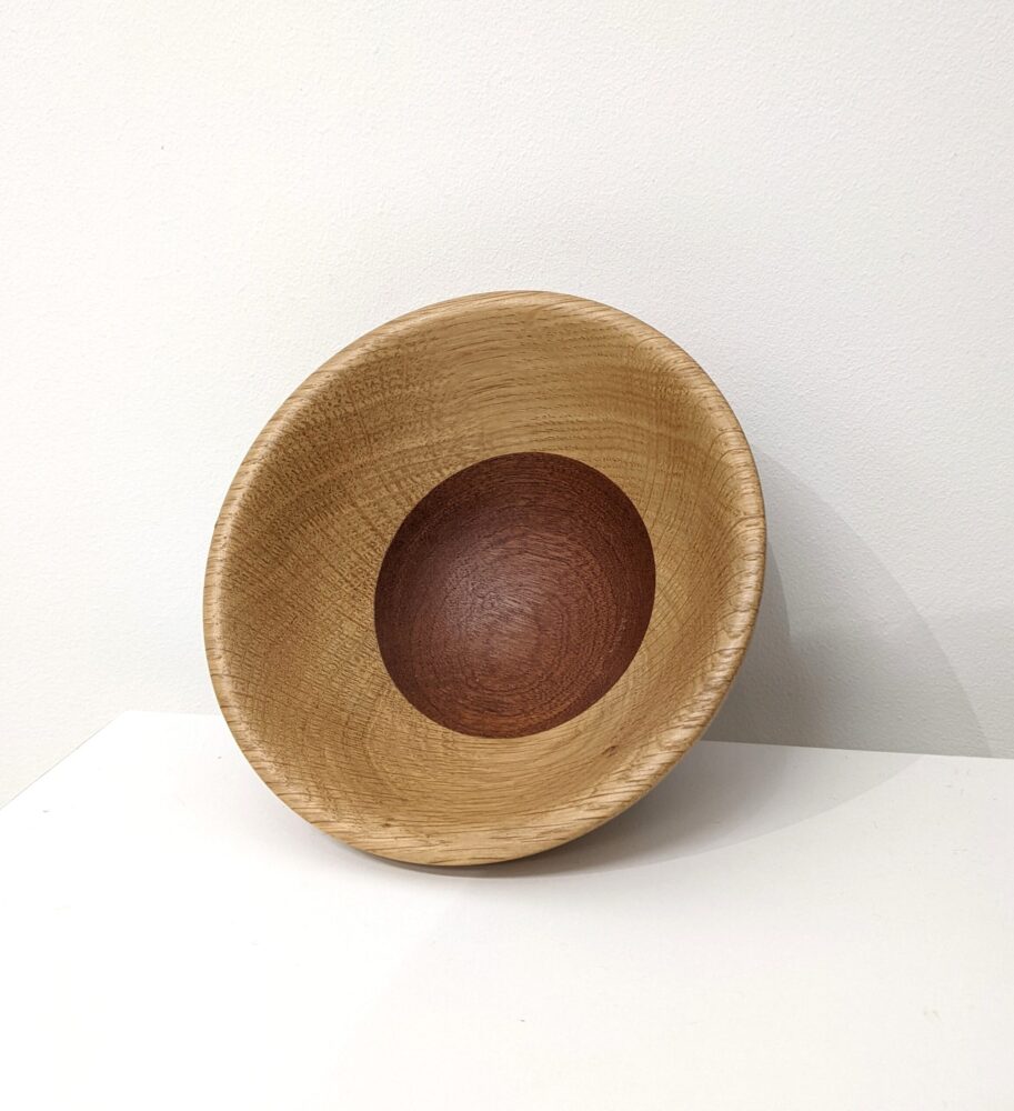 Mahogany and Oak Bowl by carpenter Brian Slater. Handmade by wood turning in Windermere.