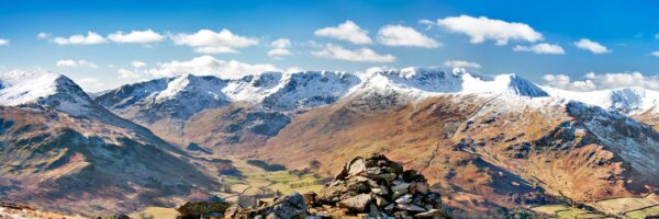 lake district art photography looking at grisedale valley up Grisedale Valley featuring St. Sunday Crag (Fairfield behind) Dollywagon Nethermost Pike Helvellyn far right in snow winter