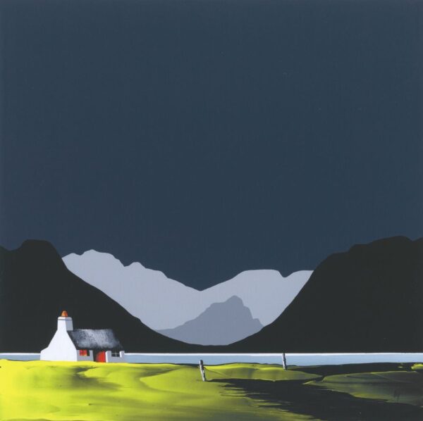 lake district art limited edition print by artist jay nottingham silhouettes and outlines of the View from Friars Crag over Derwentwater towards the jaws of borrowdale near Keswick