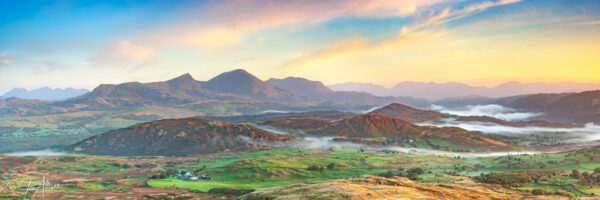 lake district art photography a view from burney south lakes to coniston fells and sca fells with fairfield and misty dawn
