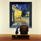 Le Starbucks Limited Edition Giclée Print on Canvas by Chris Chapman in the style of Vincent Van Earoff aka Vincent Van Gogh and his Cafe Terrace at Night