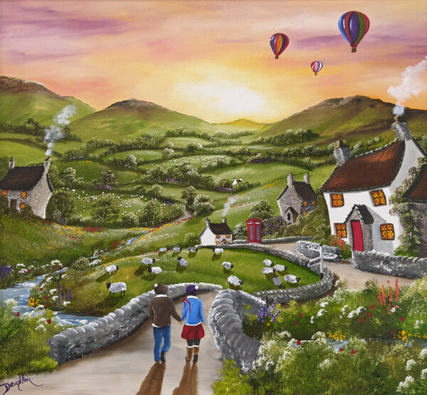 an original acrylic and oil painting by British artist Caroline Deighton inspired by The Lake District.