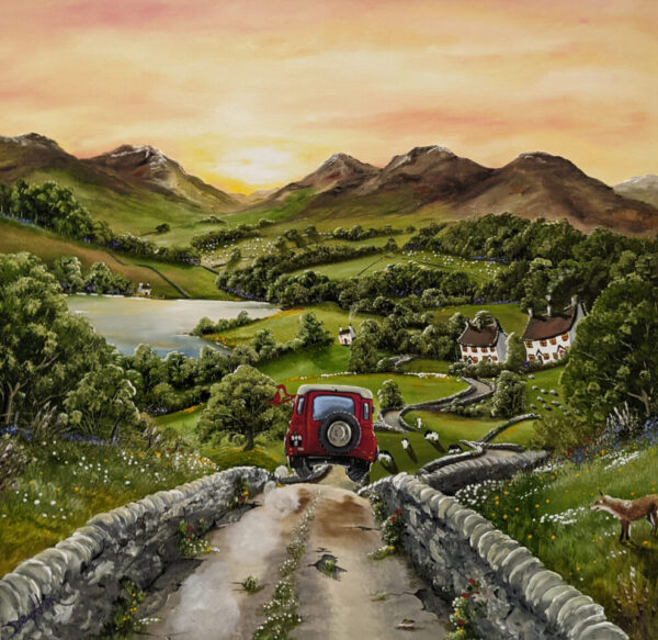 an original acrylic and oil painting by British artist Caroline Deighton inspired by The Lake District.