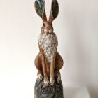 Ceramic Hare sculpture handmade by Gin Durham