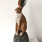 Ceramic Hare sculpture handmade by Gin Durham