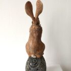 Ceramic Hare sculpture handmade by Gin Durham