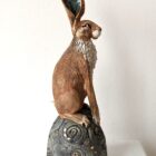 Ceramic Hare sculpture handmade by Gin Durham