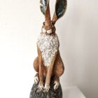 Ceramic Hare sculpture handmade by Gin Durham