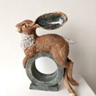 Ceramic Hare sculpture handmade by Gin Durham