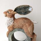Ceramic Hare sculpture handmade by Gin Durham
