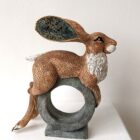 Ceramic Hare sculpture handmade by Gin Durham