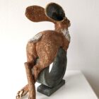 Ceramic Hare sculpture handmade by Gin Durham