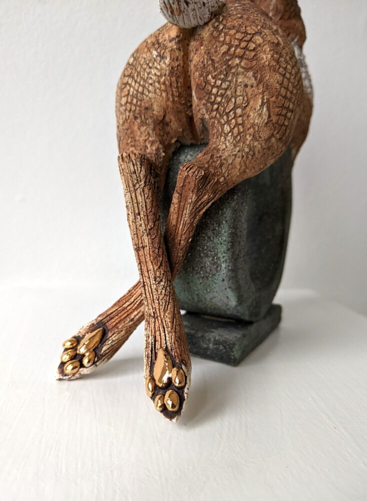 Ceramic Hare sculpture handmade by Gin Durham