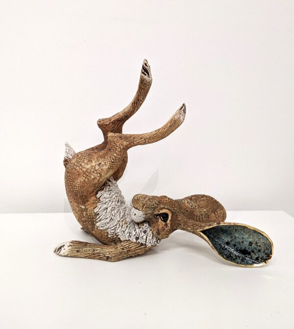 Ceramic Hare sculpture handmade by Gin Durham