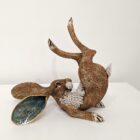 Ceramic Hare sculpture handmade by Gin Durham