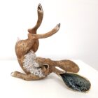 Ceramic Hare sculpture handmade by Gin Durham