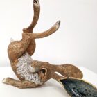 Ceramic Hare sculpture handmade by Gin Durham