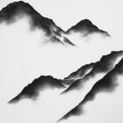 lake district art limited edition print from charcoal drawing of wastwater mountains in silhouette yewbarrow great gable and scafell