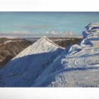 lake district art original oil painting by local artist simon whitfield winter snow covered catstyecam swirrel edge and helvellyn summit framed