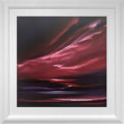 Ruby Skies original acrylic painting by Jonathan Shaw. Jonathan captures beautiful sweeping cloudy skies and stunning horizons in a variety of colours. Here in a pinkish dark red