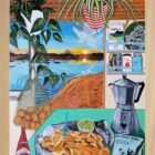 An original still life acrylic painting by Cumbria based artist Donna Flowers Dorning