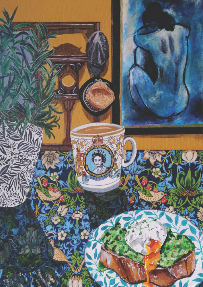 Eggs and Avo by Donna Flowers Dorning An open edition Giclee Print by Donna Flowers Dorning
