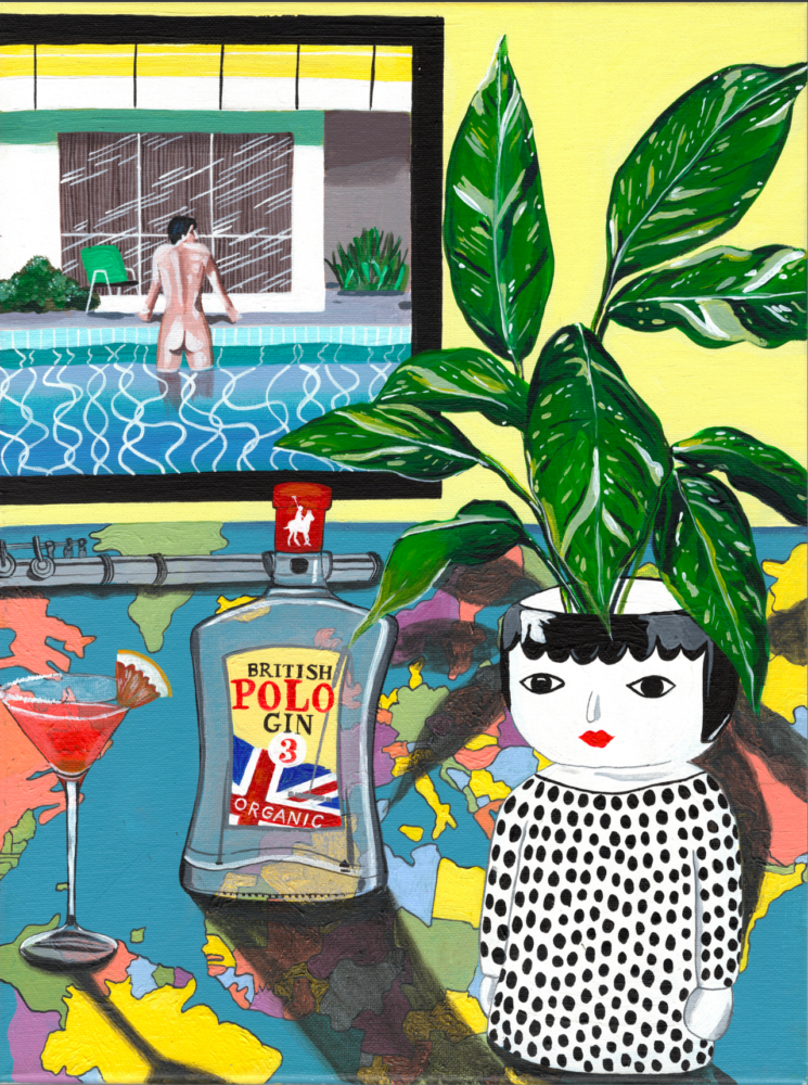 Hockney and Gin by Donna Flowers Dorning An open edition Giclee Print by Donna Flowers Dorning