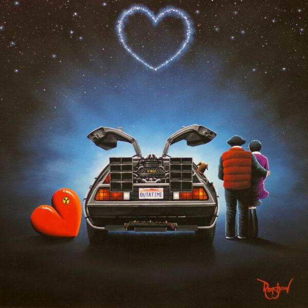 Lake District art by David Renshaw. Limited edition print Back To The Future With You inspired by Back to the Future featuring the iconic time-traveling DeLorean DMC-12.