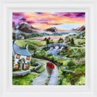 Framed original painting by Caroline Deighton inspired by the Lake District mountains and lakes