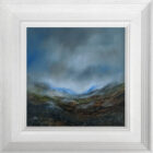 lake district art original oil & mixed media painting of the Langdales near Ambleside & Windermere. A moody landscape with dark clouds and mountains misty atmosphere and textured foreground