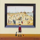 Limited Edition Giclée Print on Canvas by Chris Chapman in the style of L.S. Lowryish On the Beach
