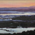 lake district art original oil painting by local artist simon whitfield hazy sunset felltop silhouette of lakeland view