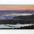 lake district art original oil painting by local artist simon whitfield hazy sunset felltop silhouette of lakeland view